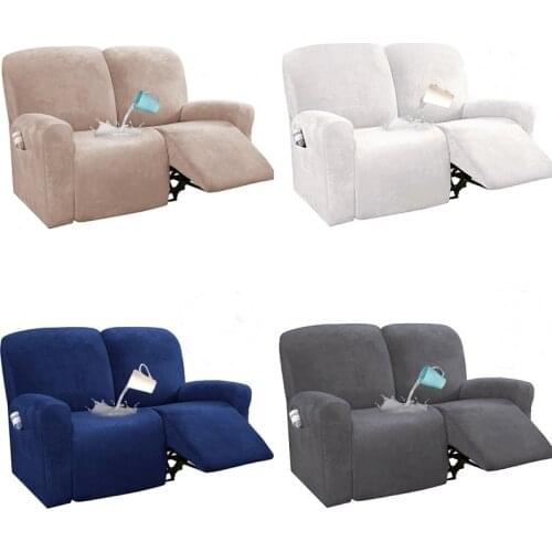 2 Seater Suede Sofa Cover All-Inclusive Rocking Chair Cover Elastic Thicken Fabric Recliner Cover Couch Slipcovers Solid Color