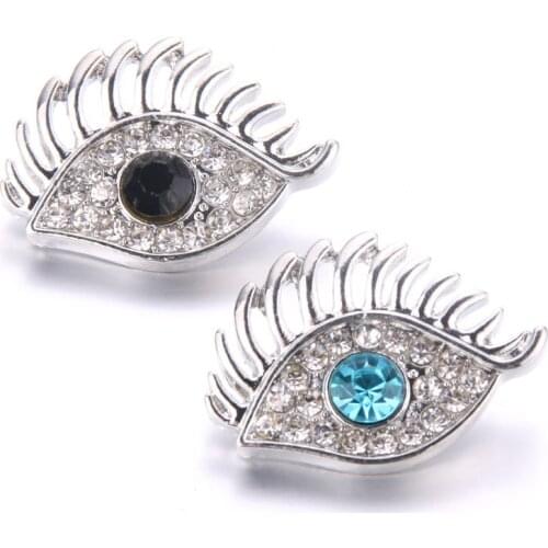 2019 New 10pcs/lot Mixed Rhinestone Eyes Styles Metal Charms 18mm Snap Button Jewelry For Snaps Bracelet DIY Snap Jewelry