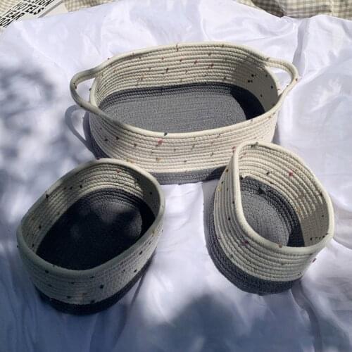3Pcs Nordic Decorative Sundries Storage Box Cotton Rope Woven Storage Baskets Desktop Cosmetic Containers Gifts Room Organizer