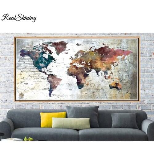 5d mosaic abstract world travel map large diy diamond embroidery full square round diamond painting needlework decor F222