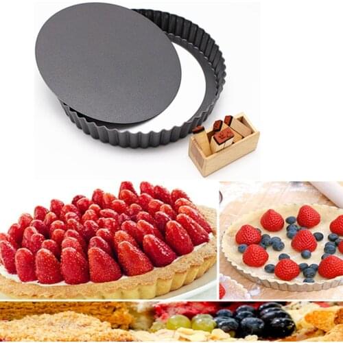 Non-Stick Flan Pan Molds Pie Pizza Cake Round Mould Removable Loose Bottom Fluted Heavy Pastry Pan Tart Quiche Cake Accessories