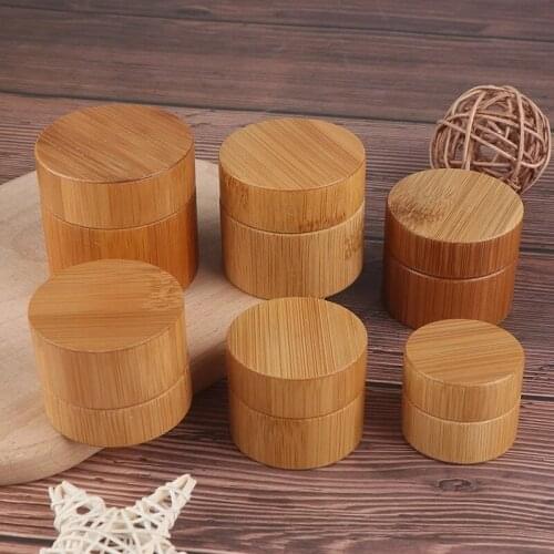 Bamboo Portable Round Bottle Cream Jar Nail Art Mask Cream Refillable Empty Cosmetic Makeup Container Storage Box 5 10 20 30 g