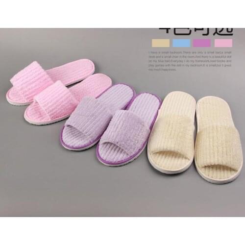 Free Shipping 10pairs/lot Mixed Color Good Quality Hotel Family Party Room Coral Velvet Disposable Slippers Wholesale