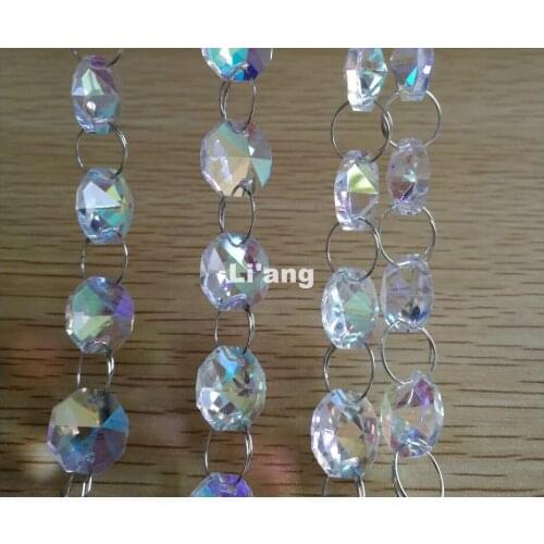 Free Shipping New AB Color 10Meters 14mm Octagon Chain Wedding Party K9 Crystal Strand Garland Beads Decoration Chandelier Lamp