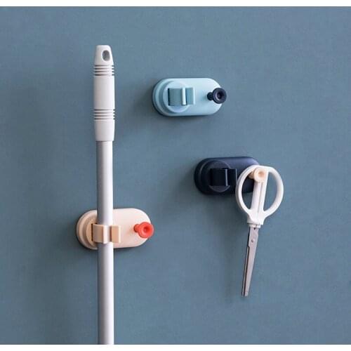 Household Self-adhesive Wall-mounted Mop and Broom Storage Hanging Clip Bathroom Strong Viscose Free Punch Storage Hanger Holder