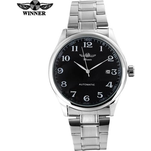 Fashion Winner Famous Brand Men Business Automatic Self Wind Watches Auto Date Man Mechanical Stainless Steel Band Wristwatches