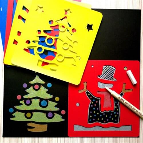 Children Learning Art Tool 6Pcs Children Multi Shaped Plastic Rulers Painting Drawing Template Stencil Kids Colorful Drawing Toy