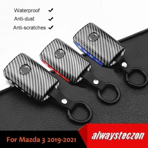 For Mazda 3 6 CX-5 CX-30 CX-9 2019-2021 Carbon Style ABS Car Key Fob Cover Case