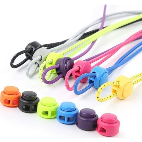 USHINE Creative Button Fashion Non-slip Locking Shoelaces Elastic Shoelaces Nylon Shoelaces