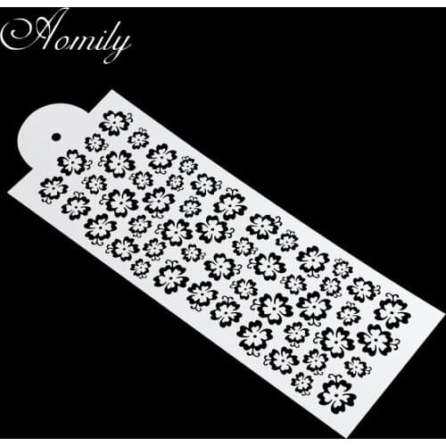 Aomily Elegant Flowers Cake Stencil Damask Lace Border Cake Spray Side Cupcake Wedding Party Sugar Craft Decoration Baking Tools