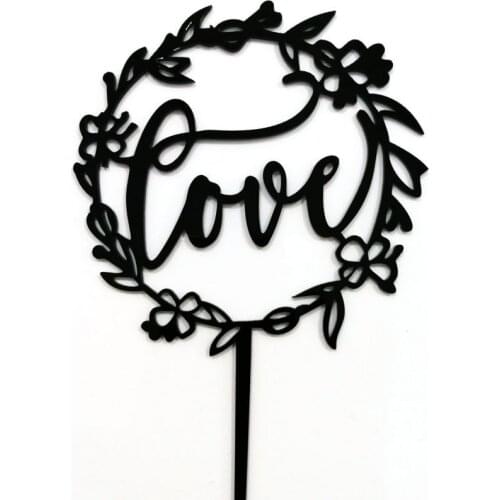 Garland Love Acrylic Cupcake Topper Gold Silver Wedding Cake Topper For Valentines Day Wedding Party Cake Decorations Supplies