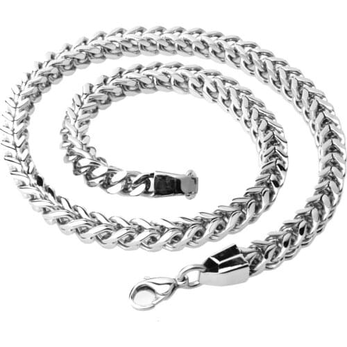 Granny Chic Luxury Silver Color Jewelry Stainless Steel 24 inch Figaro Male Long Curb Chain Men Necklace Party 8mm Wide
