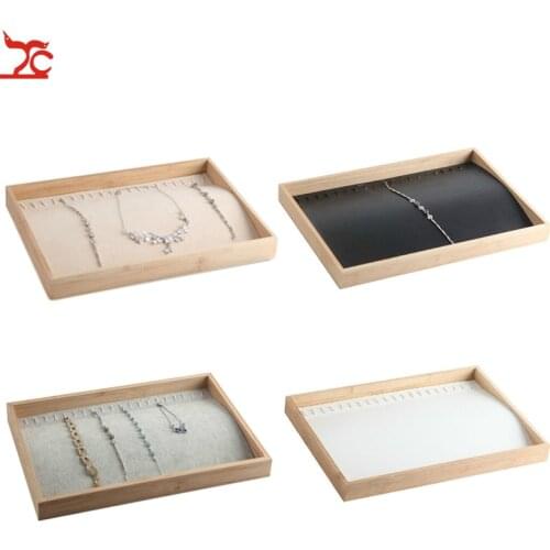 Bamboo and Wood jewelry stand 20-bit Jewelry Display Tray Necklace Bracelet Display Tray Jewelry Holder jewelry organizer