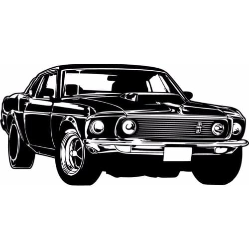 Classic Black Mustang Car Wall Decor Sticker Sports Car Decal Vintage Racing Car Wall Art Retro Vinyl Art Murals Stickers A803