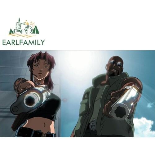 EARLFAMILY 13cm x 7.3cm for Black Lagoon Revy Scratch-Proof Car Sticker Refrigerator Windshield Decal Creativite Car Styling