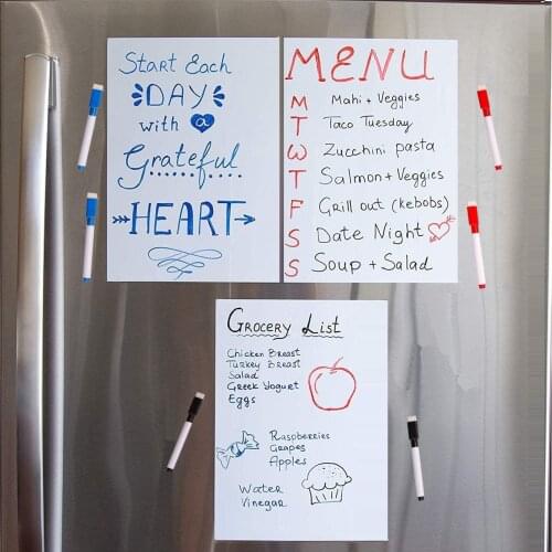 A4 Dry Wipe Magnetic Whiteboard Sheet for Fridge Magnets Kids Drawing Board Shopping List Week Plan Message Board Reminder Sheet