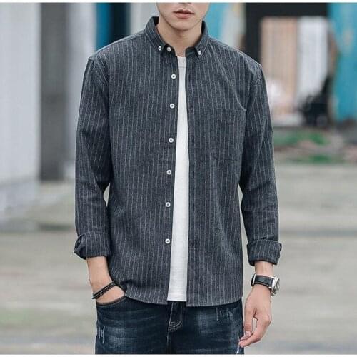 Fashion Stripe Shirts Long Sleeve Shirt Men Casual Shirts Male Shirts Slim Fit Chemise Homme