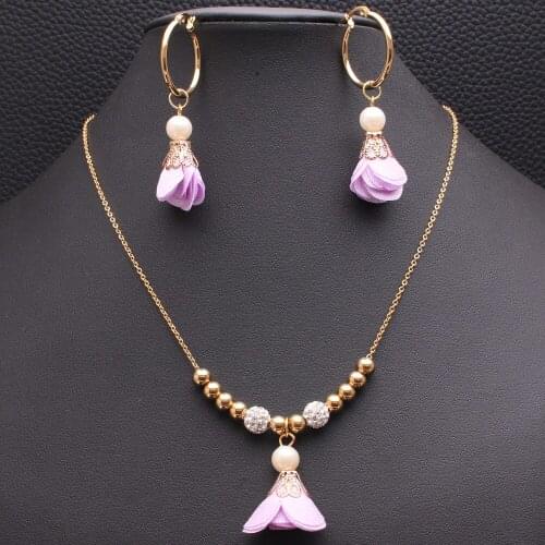 Fashion Stainless Steel Jewelry Sets Gold Color Ball Pendant Necklace Hoop Earrings Set For Woman & Girl Party Gift SFAKAUAI