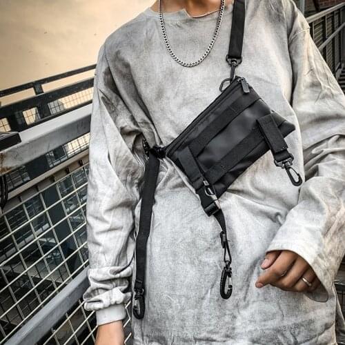 Multifunction Fashion Men Crossbody Bags Waterproof Nylon Chest Pack Hip Hop Style Black Messengers Shoulder Bag Streetwear 2019