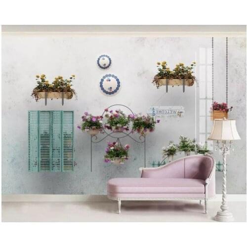 Custom mural 3d photo wallpaper Modern minimalist stylish fresh flower potted wall room 3d wall murals wallpaper for walls 3 d