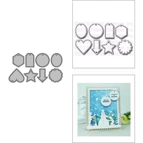 2021 New Tiny Heart Star Circle Tag Metal Cutting Dies for DIY Scrapbooking Decor and Card Making Paper Craft Embossing No Stamp