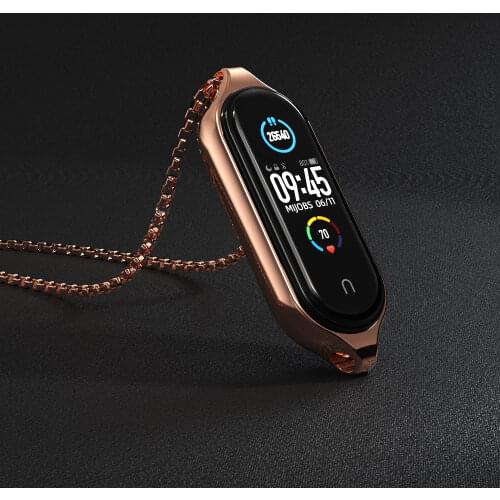 Necklace for Mi Band 5 Strap Pendant for Xiaomi Mi Band 4 Metal Bracelet Wristband for Miband 3 Band Hanging Neck Decoration