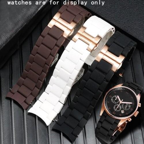 Rubber Clad Steel Watchband 20mm 22mm Black Brown Bracelet Suitbale For AR5889 5890 5905 5920 Series Mens Watch Chain