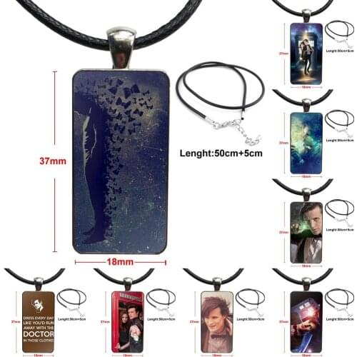 Matt Smith Most Perfect Print For Kids Beads Necklace With Steel Plated Glass Cabochon Choker Long Pendant Rectangle Necklace