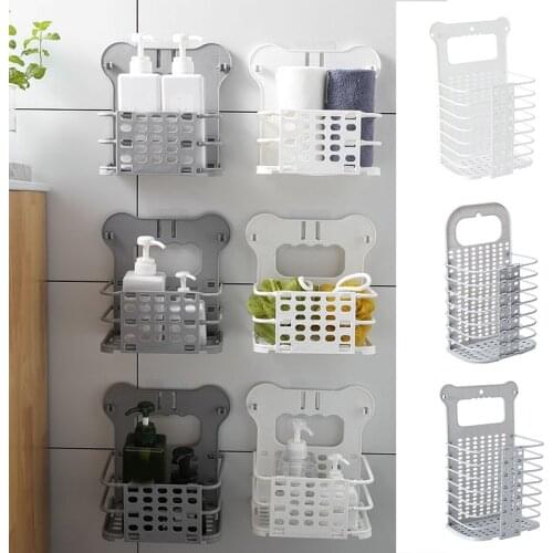 Foldable Laundry Basket Wall-Mounted Household Bathroom Perforated-Free Clothing Storage Basket Single-Layer Double-Laye C1