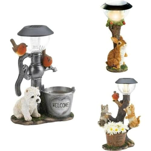 Solar Garden Squirrel Statue Ornament Animal Light Cat Climbing Lawn Lamp Decor