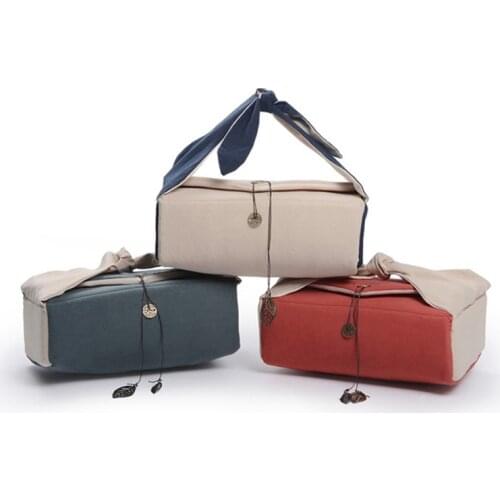 Handmade Teaware Storage Bag Portable Outdoor Travel Camp Tea Cozies Linen Cloth Handbag For TeaCups Teapots Tea Packing