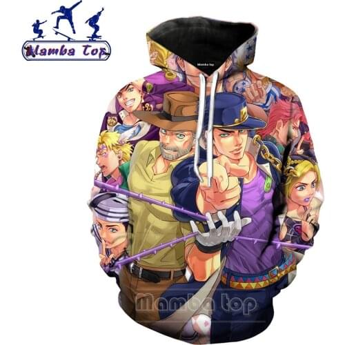 Mamba Top Unisex Hoody 3D Print Anime JoJo Bizarre Adventure Hoodies Men Cartoons JOJO Hooded Women Movement Cosplay Streetwear