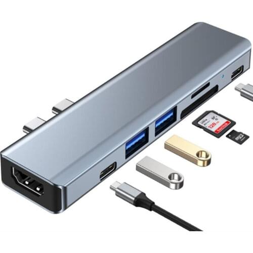 USB C Hub Thunderbolt 3 Dock with HDMI-compatible Rj45 1000M Adapter TF SD Reader PD 3.0 for MacBook Pro/Air Type-c 2021