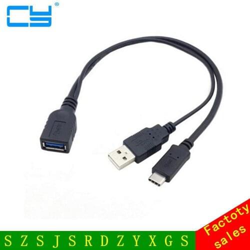 USB-C USB 3.1 Type C Male Connector to A Female OTG Data Cable with Extral Power 10cm