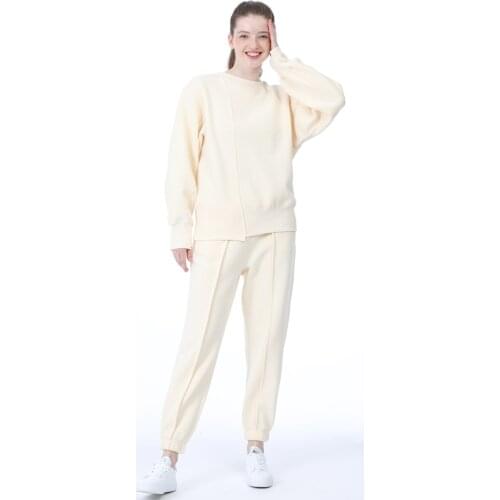 High Quality Women Fashion Warm Tracksuits Hooded Sweatshirts Autumn Winter Fleece Hoodies Solid Pullovers Two Piece Sets