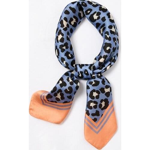 Yishine 70x70 Leopard Silk Women Squares Multifunctiona Sexy Pattern Print Kerchief Neck Shawl