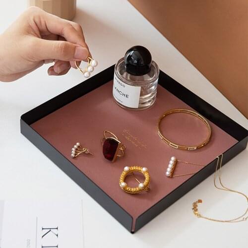 Nordic Iron Makeup Organizer Storage Tray Lipstick Jewelry Cosmetic Display Tray Desktop Home Decor Entrance Key Storage Tray