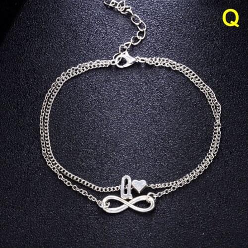 Women Anklet Foot Chain Letters Heart Shape Pendant Multilayer Fashion Decoration TT@88