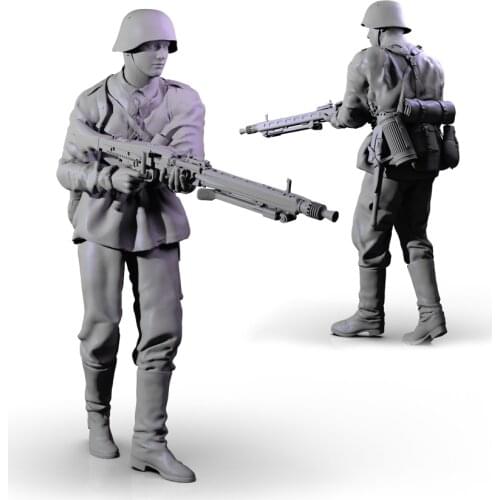 1/24 75mm 1/18 100mm Resin Model Kits World War II German Machine Gun Soldier Figure Unpainted No Color RW-139