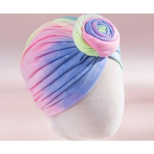 1 Pieces Children Colorful gradient Rose Baby Hat Kids Cap Girls photography Props Spring Autumn Modis Beanie Infant Turban