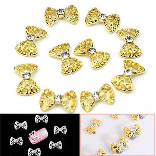 10 x 3D Elegant Alloy Rhinestone Bowknot Pattern Nail Art Glitters DIY Decorations 3D Bowknot Pattern,Rhinestone,Nail Art Decora