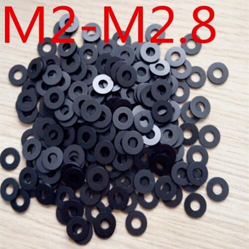 100pcs M2-M2.8 thickness 0.15/0.2/0.25/0.3 mm High Precision Black Color Polyslider Graphite Nylon Flat Washer
