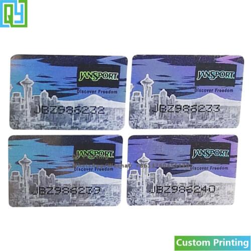 10000pcs 20x13mm Free Shipping Custom Printed Hologram Clothing Label Strong Adhesive Stickers Brand Mark Serial Number Seal Tag