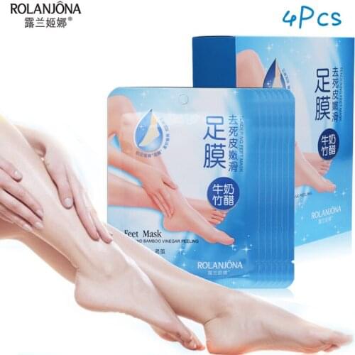 2 Pairs/lot Milk Bamboo Vinegar Remover Dead Skin Peeling Foot Mask Skin Smooth Exfoliating Feet Mask Foot Care Skin Care Socks