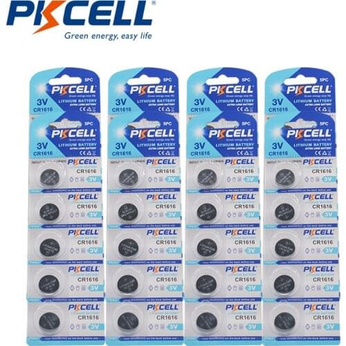 40Pcs Lot PKCELL CR1616 3V Lithium Batteries DL1616 ECR1616 LM1616 1616 Cell Button Coin Battery For Remote Controls