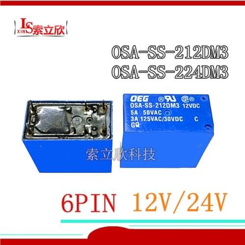 5PCS/lot 100%NEW Relay OSA-SS-212DM3 12VDC OSA-SS-224DM3 24V OSA SS 212DM3 OSA SS 224DM3 24VDC DIP6 3A 12VDC Power Relay