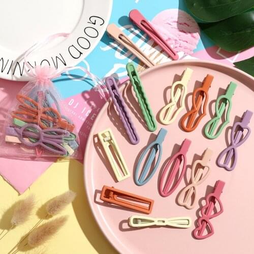 7PCS/Set INS Candy Colour Barrettes Matte Solid Hair Clips Bow Rabbit Heart Hairpins Sweet Women Girls Fashion Hair Accessories