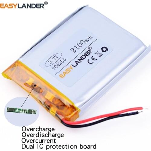 904255 3.7V 2100mAh Rechargeable Li-Polymer Li-ion Battery For mp3 mp4 mp5 phone DVR GPS power bank IPTV Set top box 904357