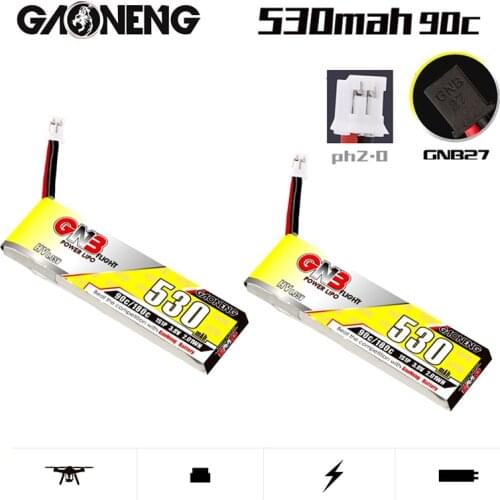 2Pcs GAONENG GNB 3.8v 530mAh 90C/180C 1S HV Rechargeable LiPo Battery For RC Quadcopter FPV Racing Drone Parts With PH2.0/GNB27