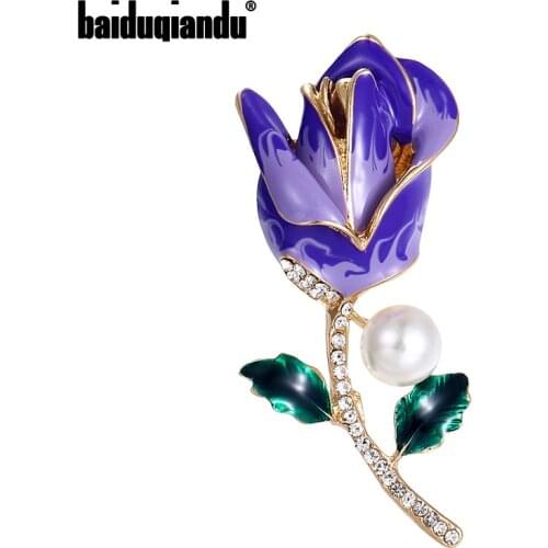 Baiduqiandu Brand New Arrival Enameled Purple or Pink Flower Brooch Pins Fashion Accessories Jewelry for Coat Dress